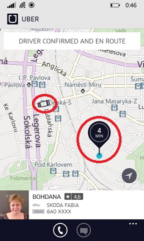 akanie na Uber taxk