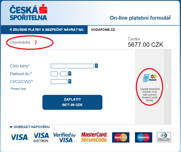 Česká spořitelna kartová platobná brána