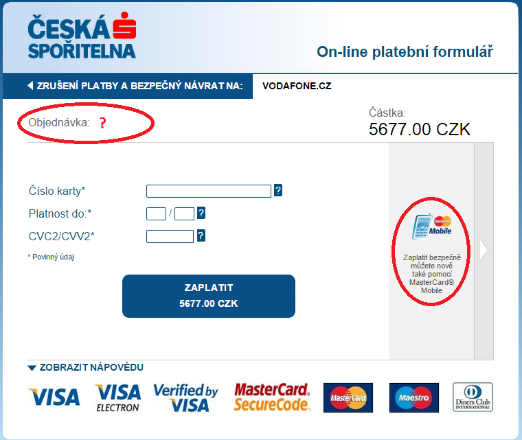 Česká spořitelna kartová platobná brána Česká spořitelna kartová platobná brána