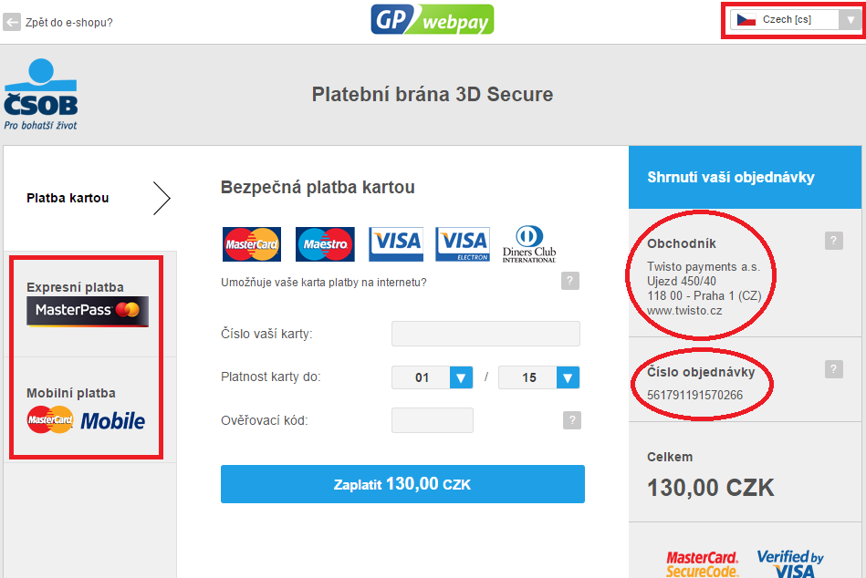 GP Webpay kartová platobná brána GP Webpay kartová platobná brána